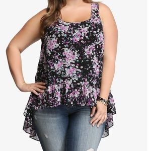Torrid Hi Lo Floral Chiffon Tank